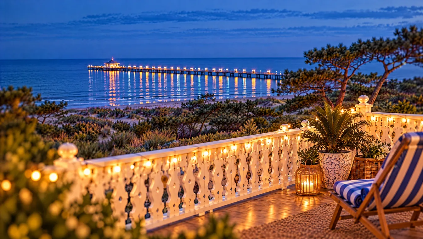 Die Dachterrasse mit Blick auf die Ostsee und die Seebrücke