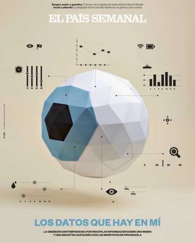 Magazintitel mit einem Auge aus geometrischem Papier