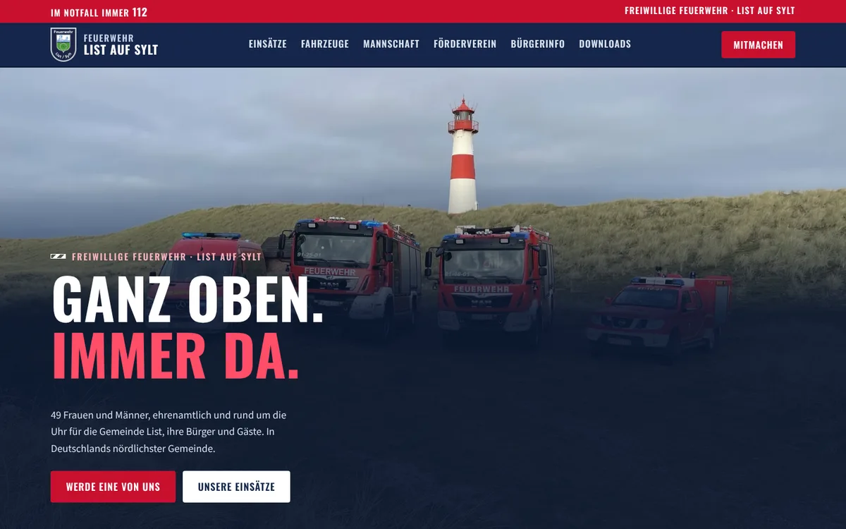 Designprobe Feuerwehr List, Ansicht am Computer