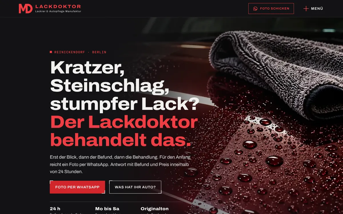 Designprobe Der Lackdoktor, Ansicht am Computer