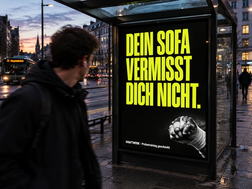 Unser Plakat: Dein Sofa vermisst dich nicht.
